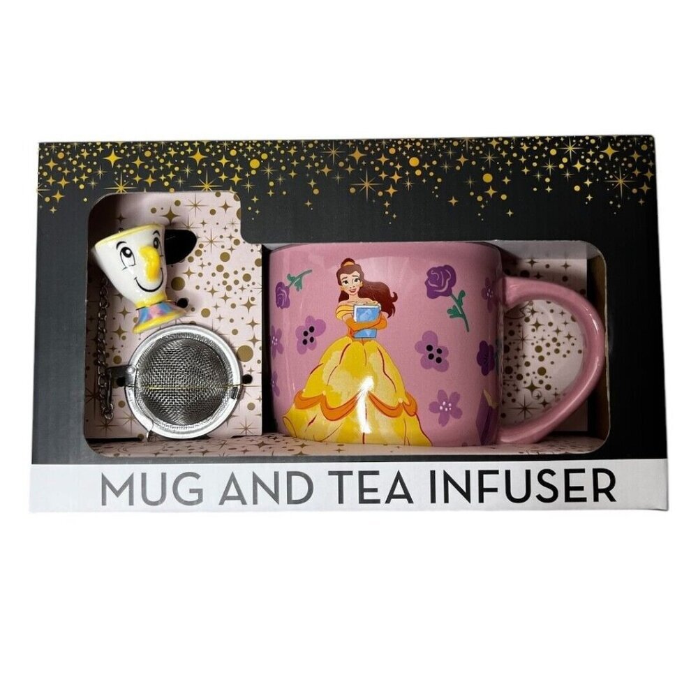 Disney Princess Beauty And The Beast Mug and Tea‎ Infuser Set Belle Chip